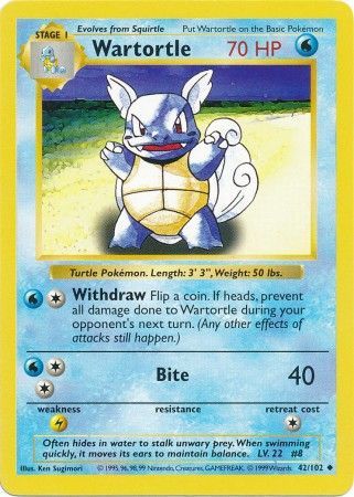 Wartortle (42/102) [Base Set Shadowless Unlimited] | The Gaming-Verse