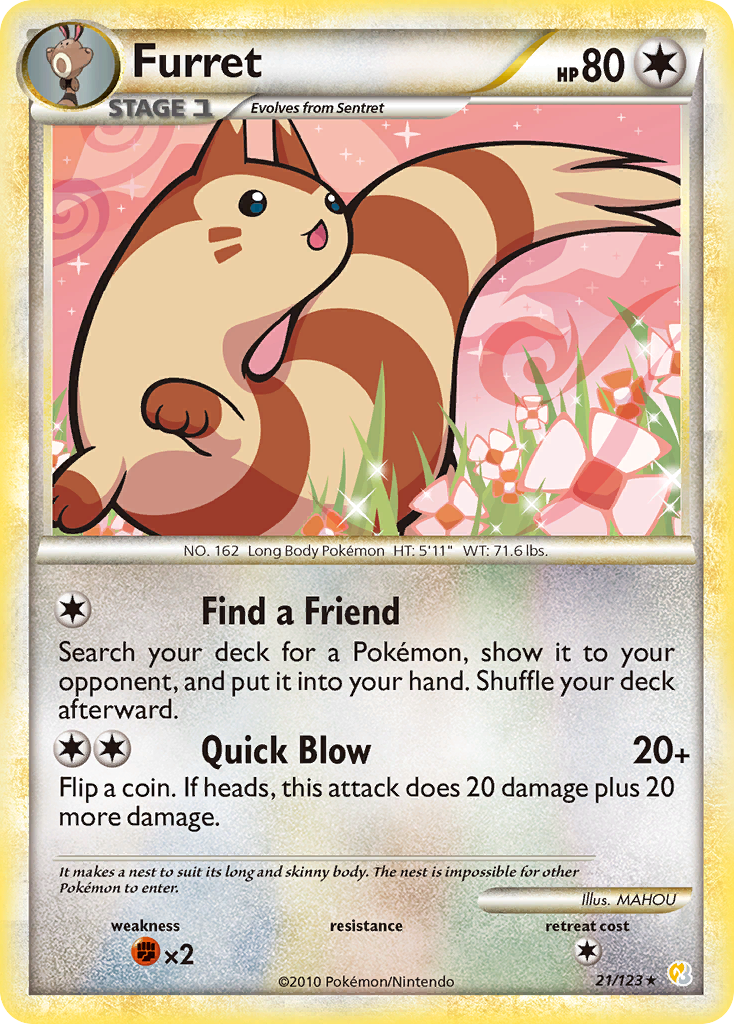 Furret (21/123) [HeartGold & SoulSilver: Base Set] | The Gaming-Verse