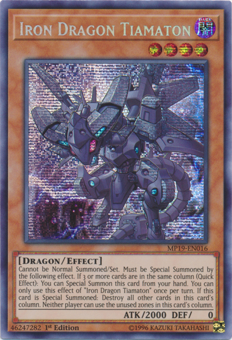 Iron Dragon Tiamaton [MP19-EN016] Prismatic Secret Rare | The Gaming-Verse