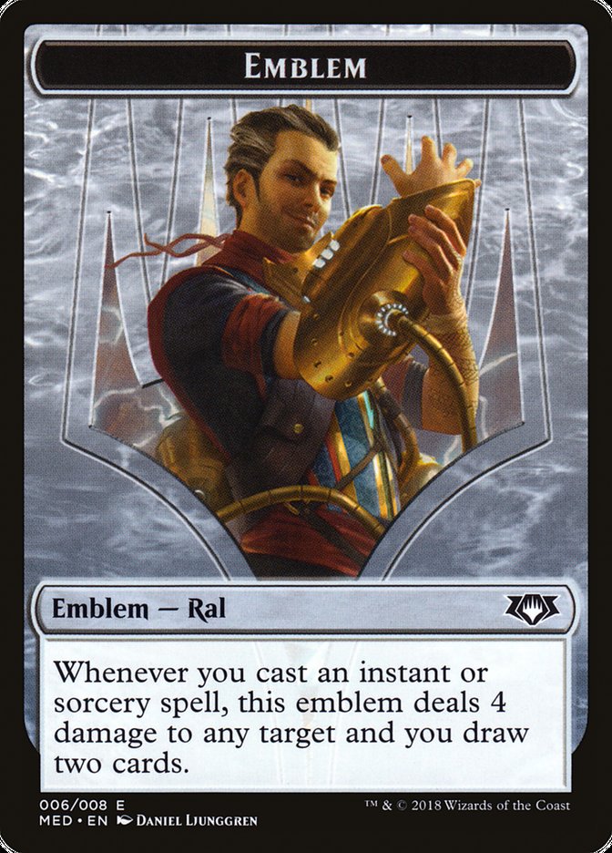 Emblem - Ral, Izzet Viceroy [Mythic Edition Tokens] | The Gaming-Verse