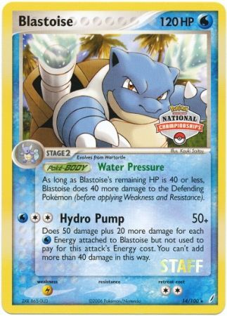 Blastoise (14/100) (National Championship Promo Staff) [EX: Crystal Guardians] | The Gaming-Verse