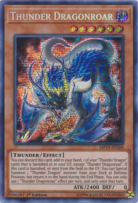 Thunder Dragonroar [MP19-EN169] Prismatic Secret Rare | The Gaming-Verse