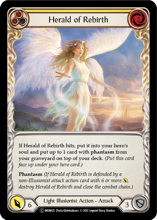 Herald of Rebirth (Yellow) (Rainbow Foil) [U-MON021-RF] Unlimited Rainbow Foil | The Gaming-Verse