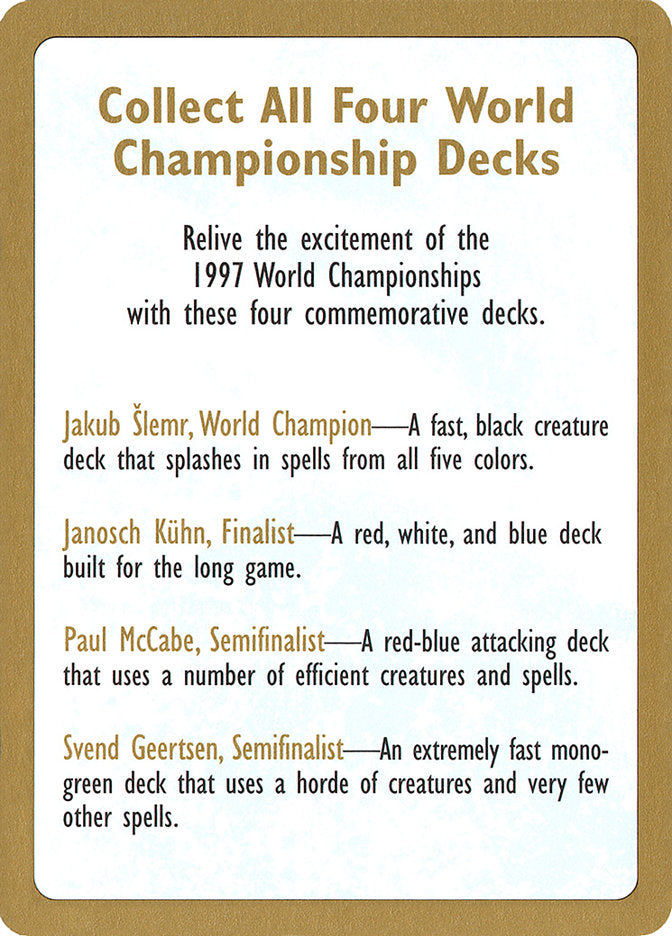 1997 World Championships Ad [World Championship Decks 1997] | The Gaming-Verse