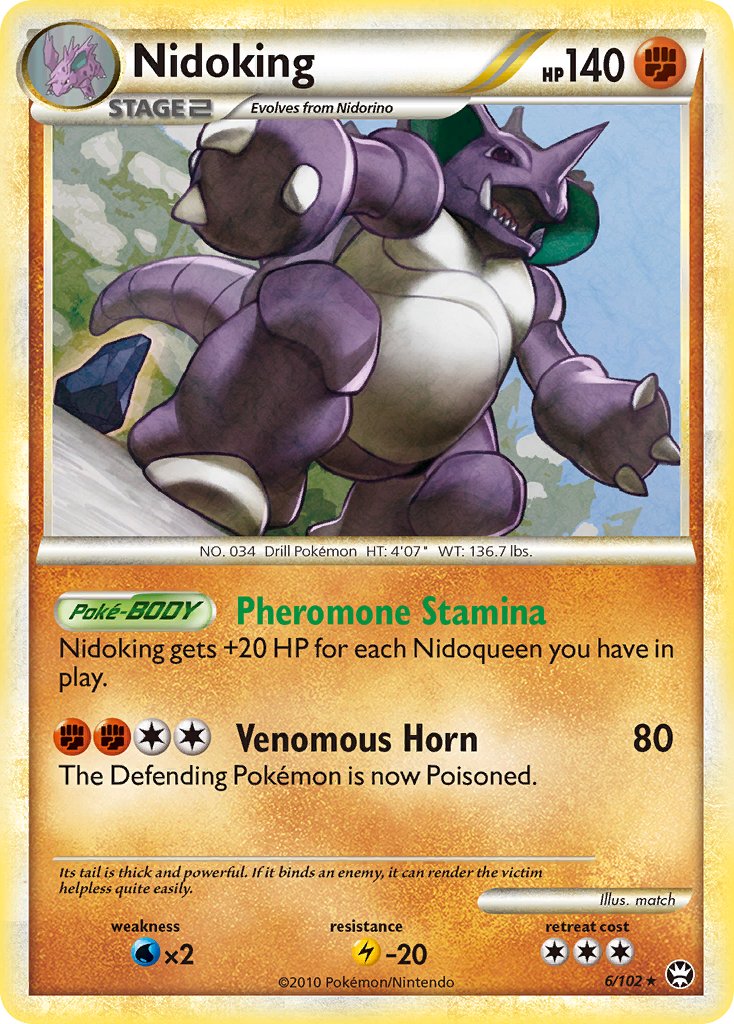 Nidoking (6/102) (Cracked Ice Holo) (Theme Deck Exclusive) [HeartGold & SoulSilver: Triumphant] | The Gaming-Verse