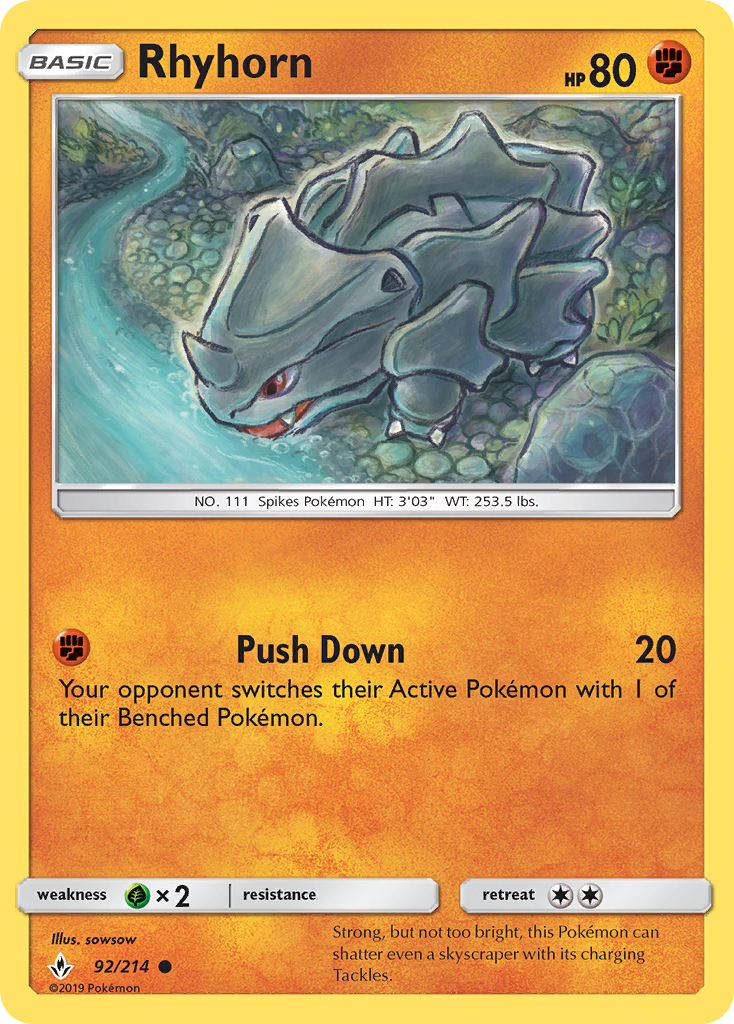 Rhyhorn (92/214) [Sun & Moon: Unbroken Bonds] | The Gaming-Verse