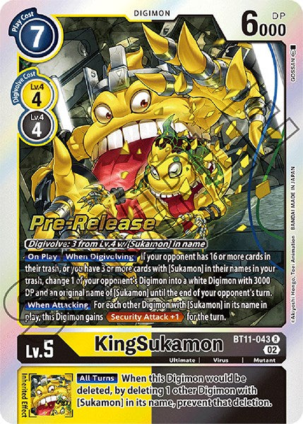 KingSukamon [BT11-043] [Dimensional Phase Pre-Release Promos] | The Gaming-Verse