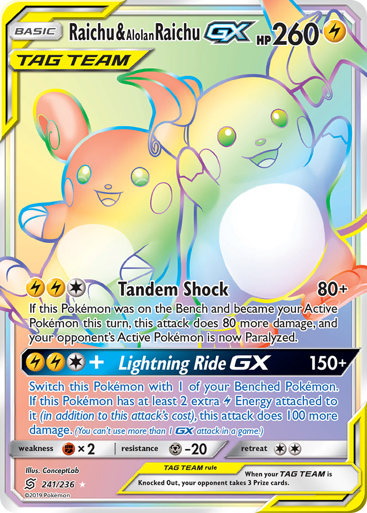 Raichu & Alolan Raichu GX (241/236) [Sun & Moon: Unified Minds] | The Gaming-Verse