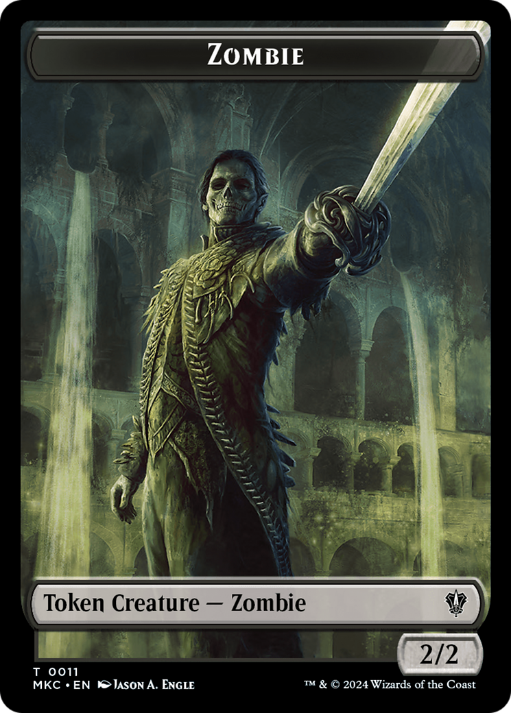 Salamander Warrior // Zombie Double-Sided Token [Murders at Karlov Manor Commander Tokens] | The Gaming-Verse