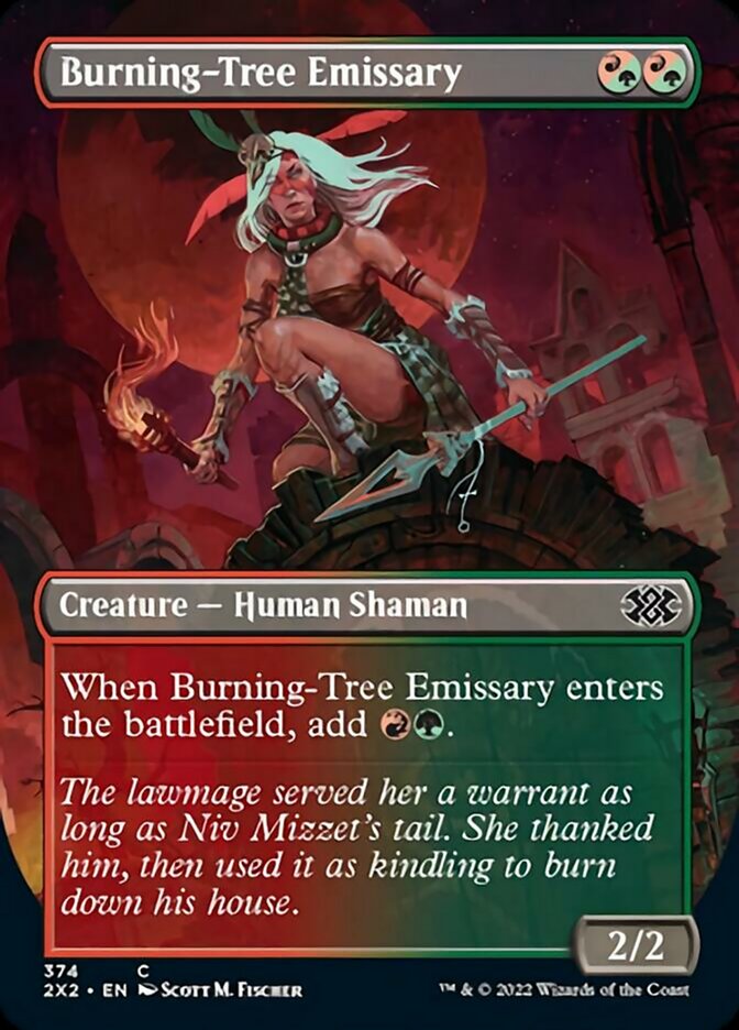 Burning-Tree Emissary (Borderless Alternate Art) [Double Masters 2022] | The Gaming-Verse