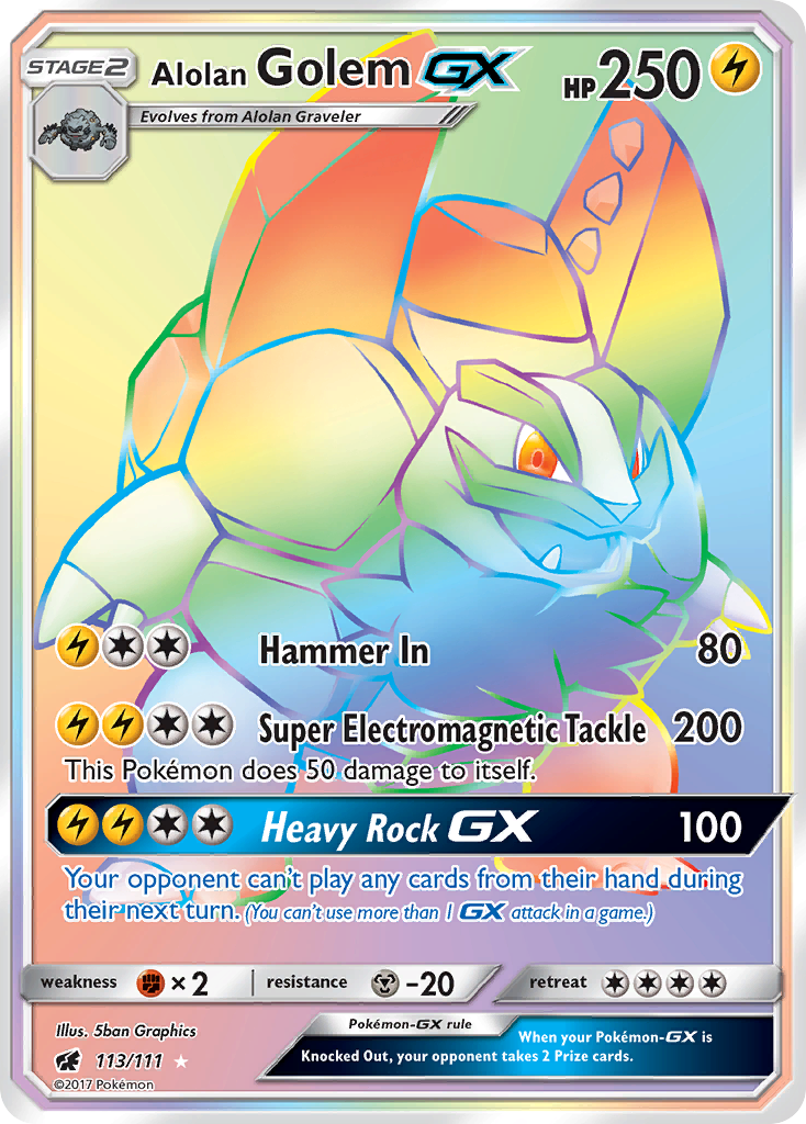 Alolan Golem GX (113/111) [Sun & Moon: Crimson Invasion] | The Gaming-Verse