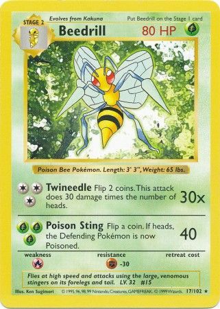 Beedrill (17/102) [Base Set Shadowless Unlimited] | The Gaming-Verse