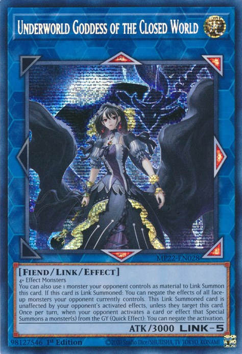 Underworld Goddess of the Closed World [MP22-EN028] Prismatic Secret Rare | The Gaming-Verse