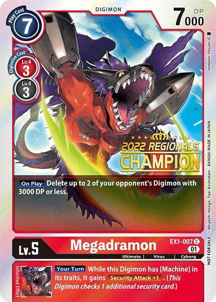 Megadramon [EX1-007] (2022 Championship Online Regional) (Online Champion) [Classic Collection Promos] | The Gaming-Verse