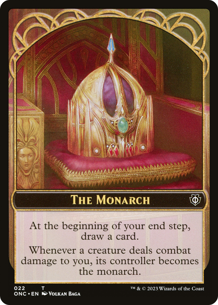 The Monarch // Golem Double-Sided Token [Phyrexia: All Will Be One Commander Tokens] | The Gaming-Verse