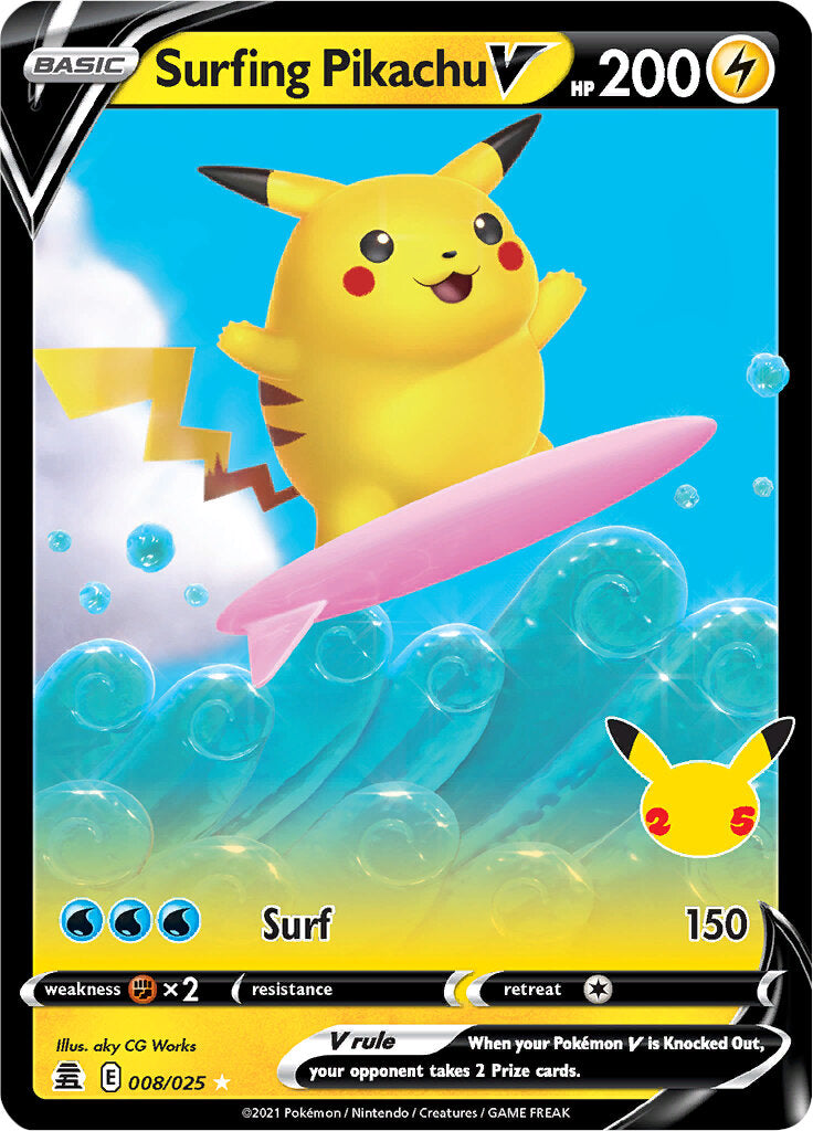 Surfing Pikachu V (008/025) [Celebrations: 25th Anniversary] | The Gaming-Verse