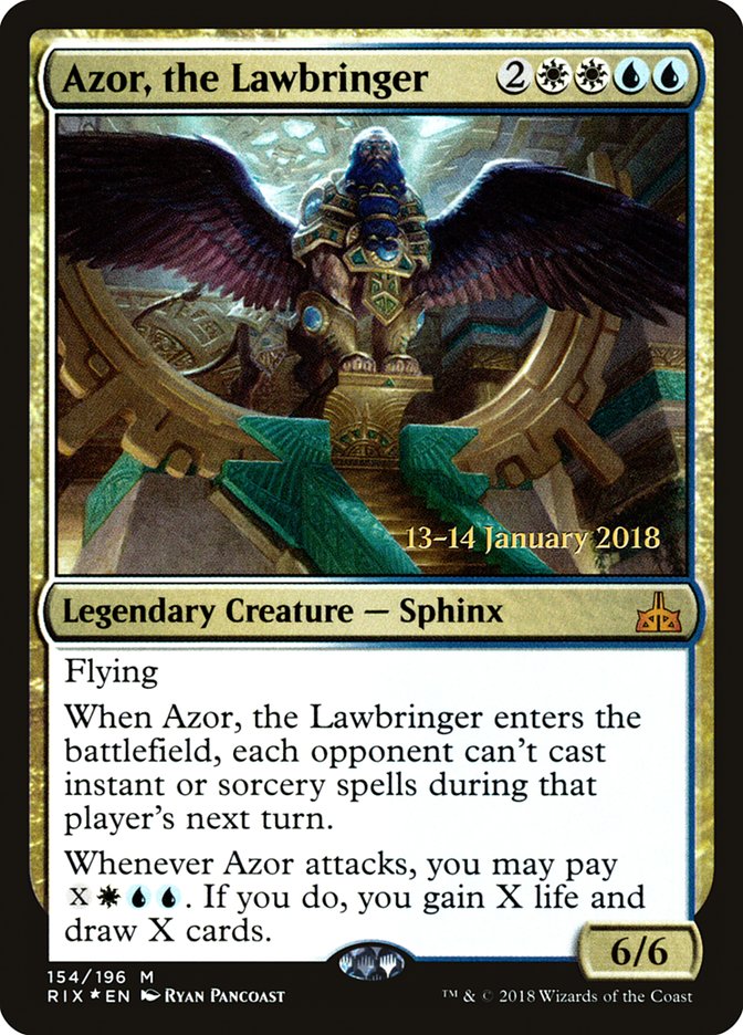 Azor, the Lawbringer (Prerelease) [Rivals of Ixalan Prerelease Promos] | The Gaming-Verse