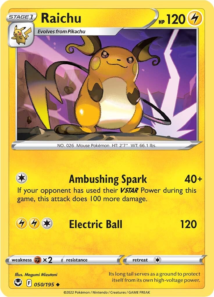 Raichu (050/195) [Sword & Shield: Silver Tempest] | The Gaming-Verse