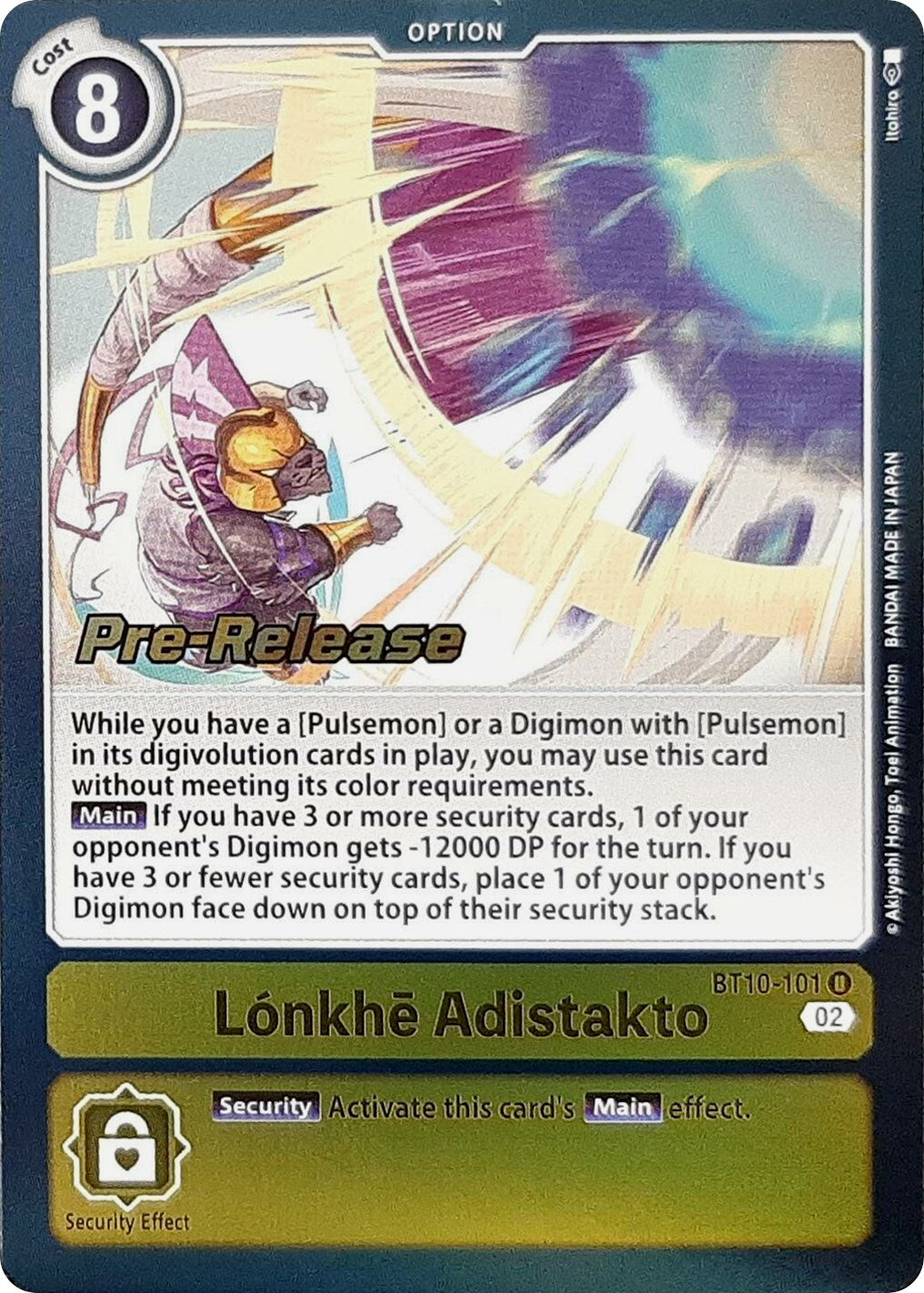 Lonkhe Adistakto [BT10-101] [Xros Encounter Pre-Release Cards] | The Gaming-Verse