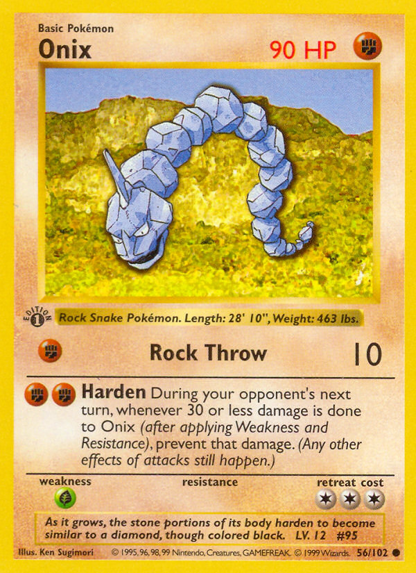 Onix (56/102) (Shadowless) [Base Set 1st Edition] | The Gaming-Verse