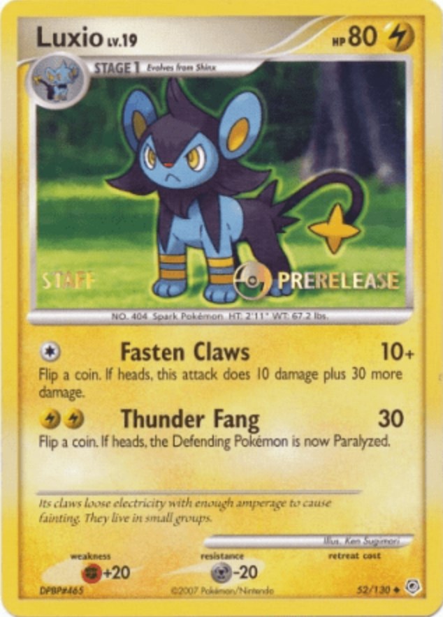 Luxio (52/130) (Prerelease Promo Staff) [Nintendo: Black Star Promos] | The Gaming-Verse