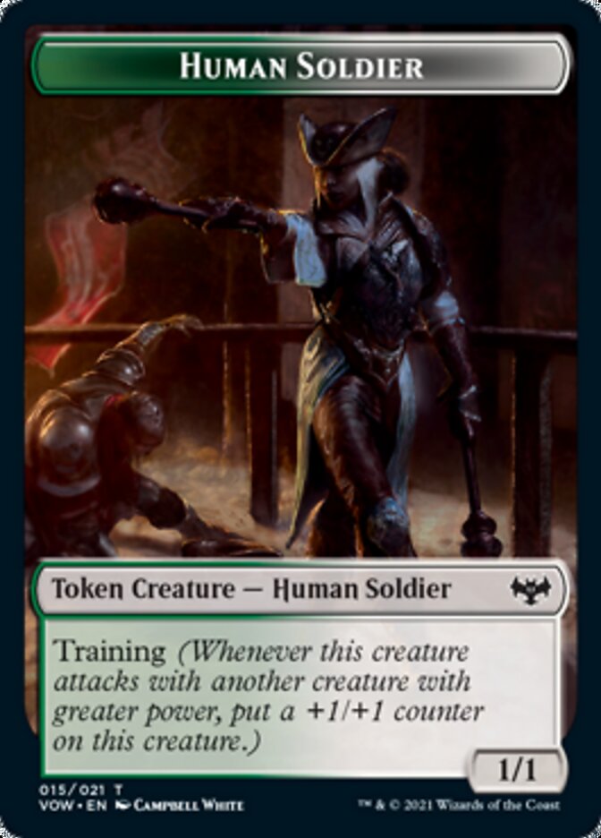 Zombie (008) // Human Soldier Double-sided Token [Innistrad: Crimson Vow Tokens] | The Gaming-Verse