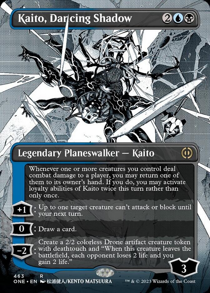 Kaito, Dancing Shadow (Borderless Manga Step-and-Compleat Foil) [Phyrexia: All Will Be One] | The Gaming-Verse