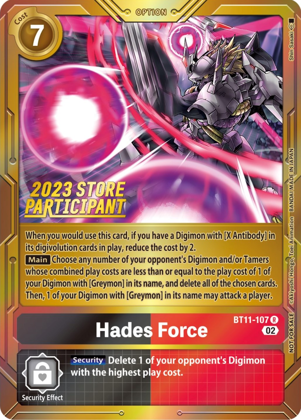 Hades Force [BT11-107] (2023 Store Participant) [Dimensional Phase Promos] | The Gaming-Verse