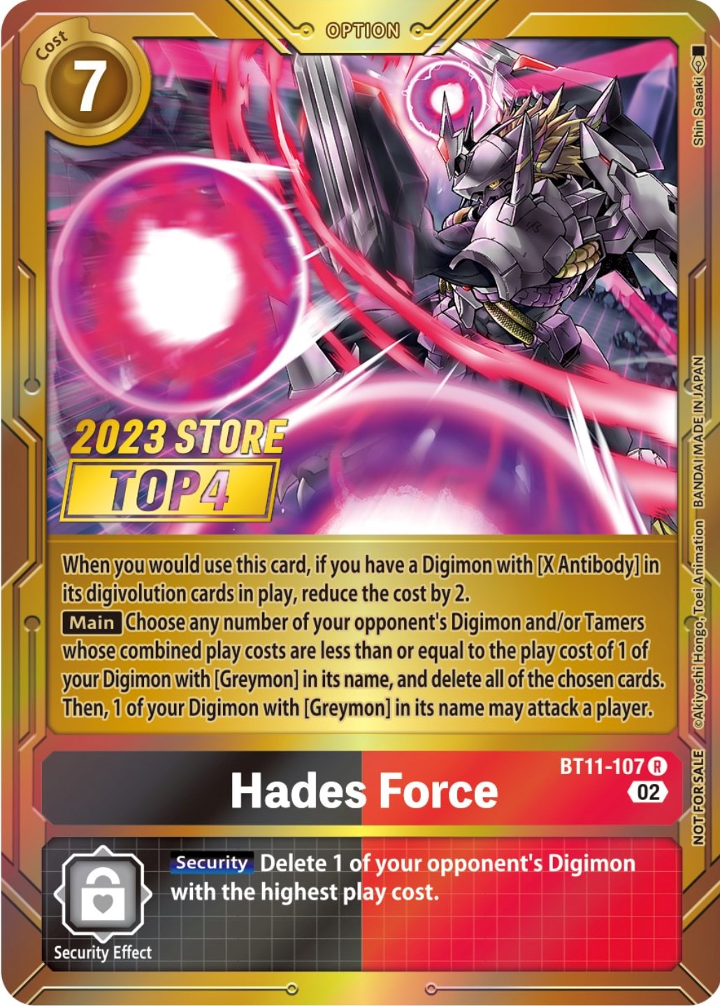 Hades Force [BT11-107] (2023 Store Top 4) [Dimensional Phase Promos] | The Gaming-Verse