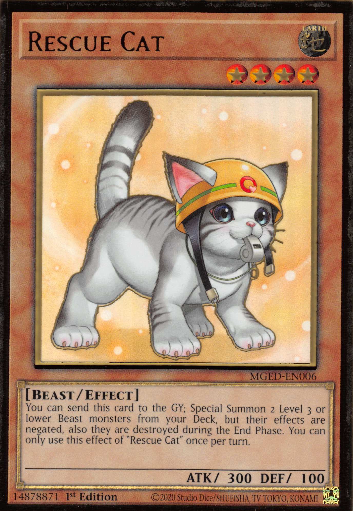 Rescue Cat (Alternate Art) [MGED-EN006] Gold Rare | The Gaming-Verse