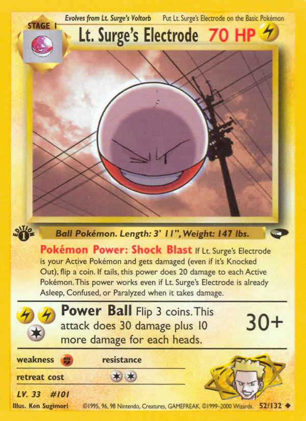 Lt. Surge's Electrode (52/132) [Gym Challenge 1st Edition] | The Gaming-Verse