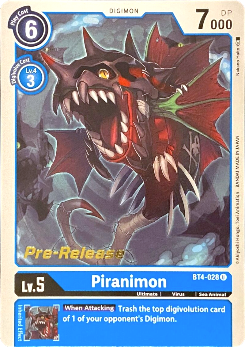 Piranimon [BT4-028] [Great Legend Pre-Release Promos] | The Gaming-Verse