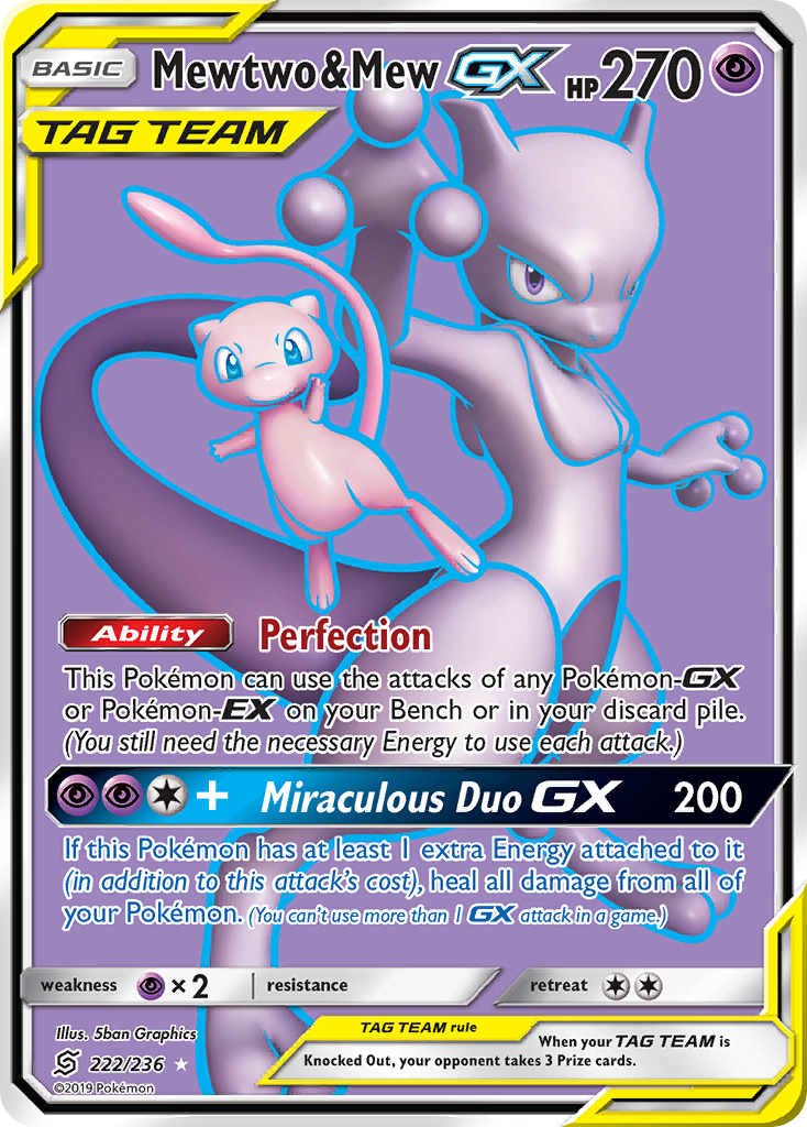 Mewtwo & Mew GX (222/236) [Sun & Moon: Unified Minds] | The Gaming-Verse