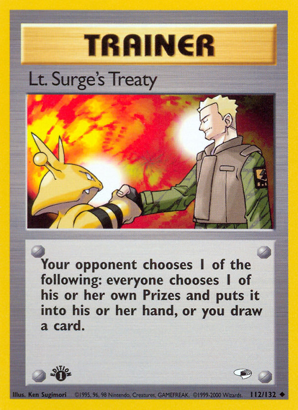 Lt. Surge's Treaty (112/132) [Gym Heroes 1st Edition] | The Gaming-Verse