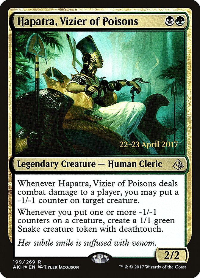 Hapatra, Vizier of Poisons  (Prerelease) [Amonkhet Prerelease Promos] | The Gaming-Verse