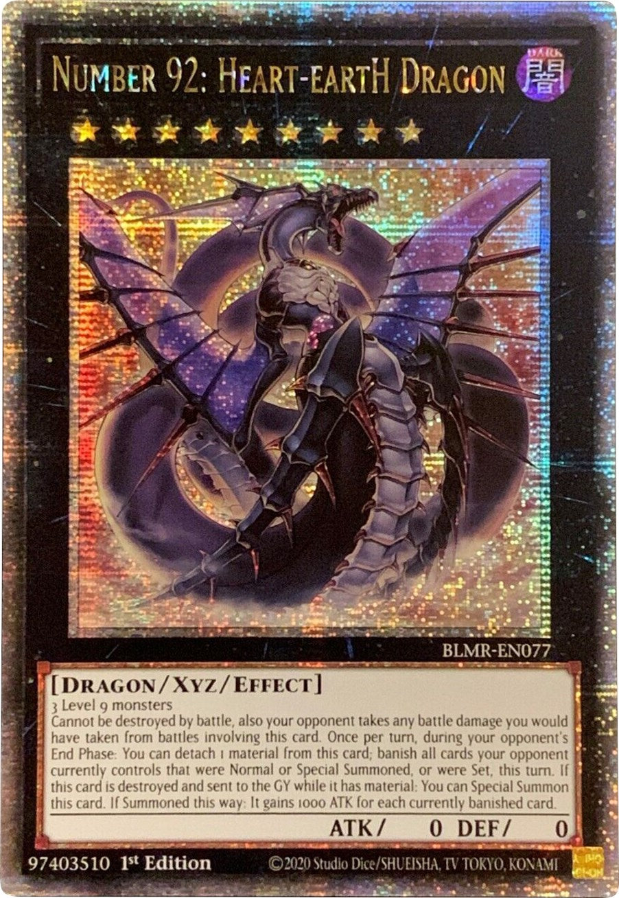 Number 92: Heart-eartH Dragon [BLMR-EN077] Quarter Century Secret Rare | The Gaming-Verse