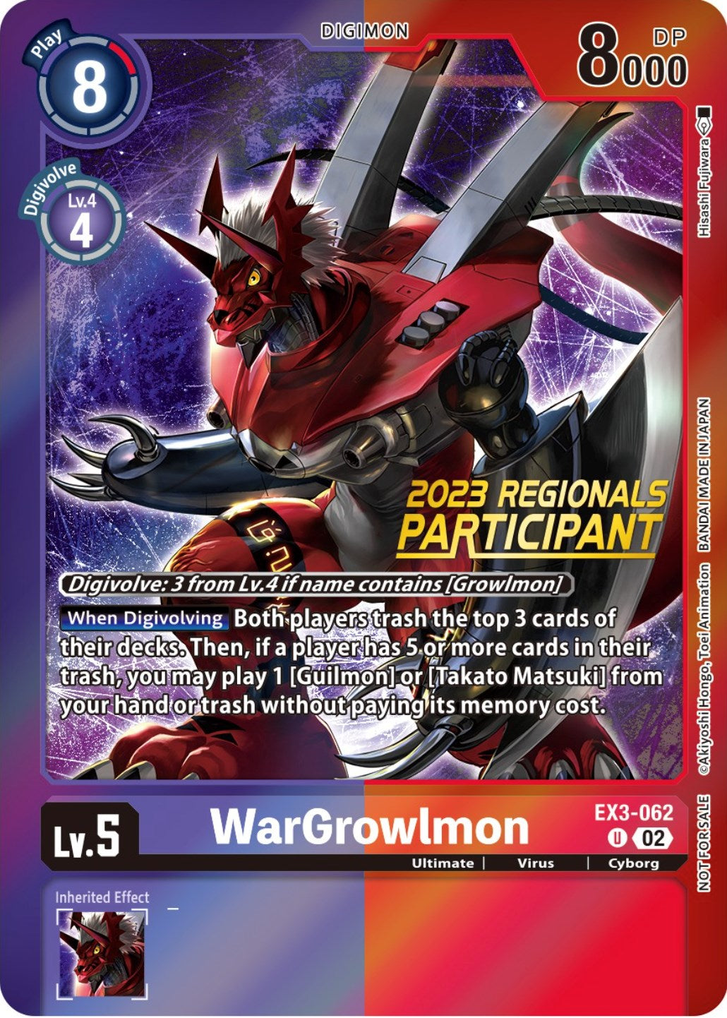 WarGrowlmon [EX3-062] (2023 Regionals Participant) [Draconic Roar Promos] | The Gaming-Verse