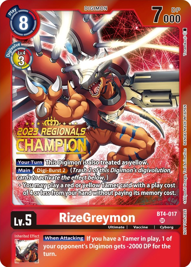 RizeGreymon [BT4-017] (2023 Regionals Champion) [Great Legend Promos] | The Gaming-Verse