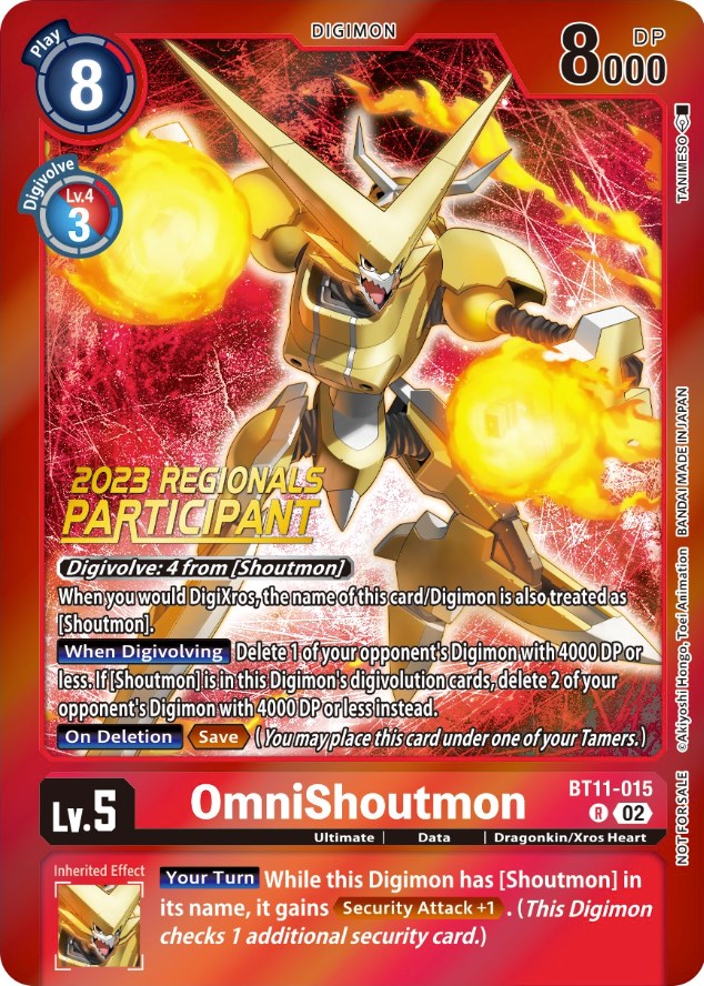 OmniShoutmon [BT11-015] (2023 Regionals Participant) [Dimensional Phase Promos] | The Gaming-Verse