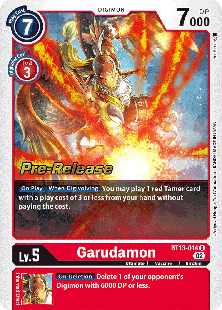 Garudamon [BT13-014] [Versus Royal Knights Booster Pre-Release Cards] | The Gaming-Verse