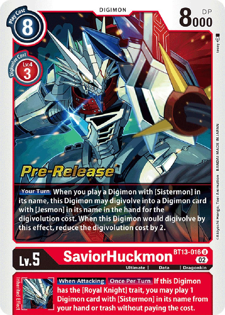 SaviorHuckmon [BT13-016] [Versus Royal Knights Booster Pre-Release Cards] | The Gaming-Verse