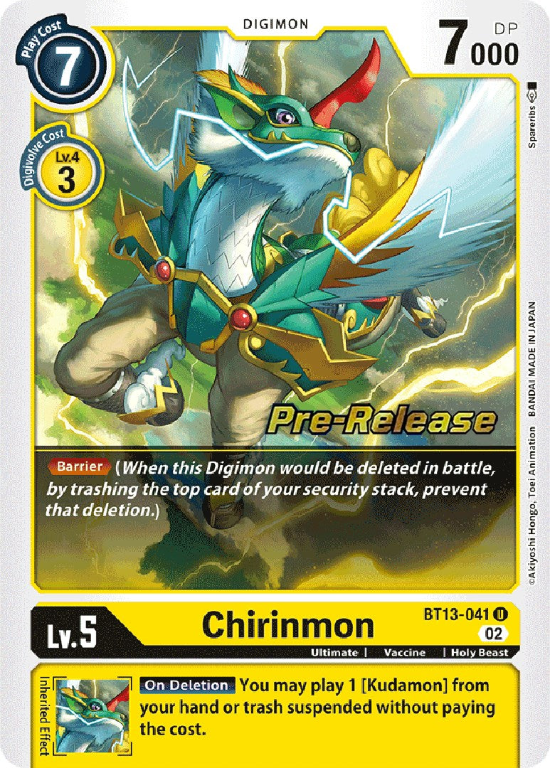 Chirinmon [BT13-041] [Versus Royal Knights Booster Pre-Release Cards] | The Gaming-Verse