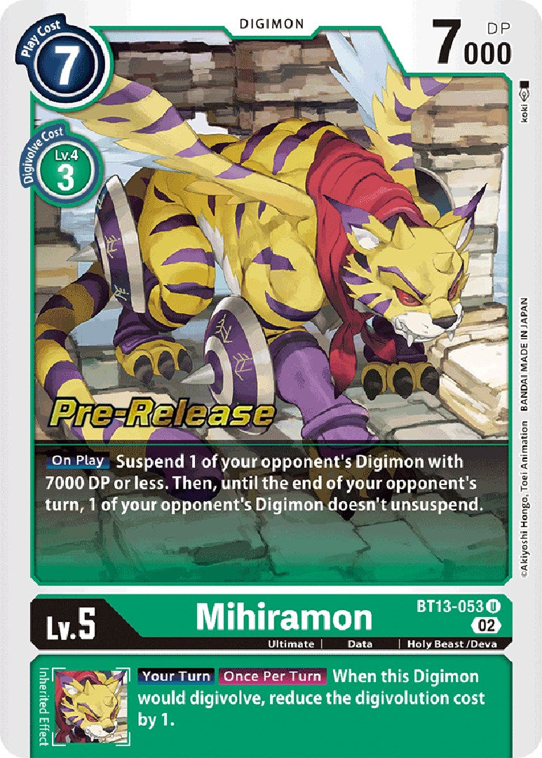 Mihiramon [BT13-053] [Versus Royal Knights Booster Pre-Release Cards] | The Gaming-Verse