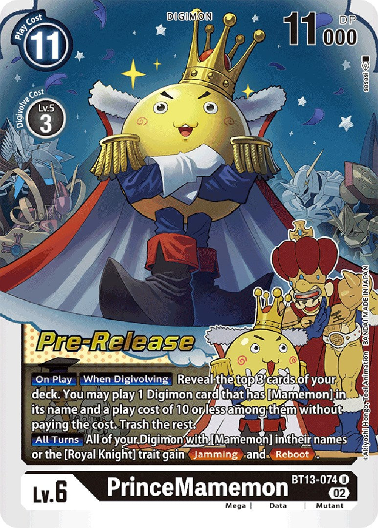 PrinceMamemon [BT13-074] [Versus Royal Knights Booster Pre-Release Cards] | The Gaming-Verse