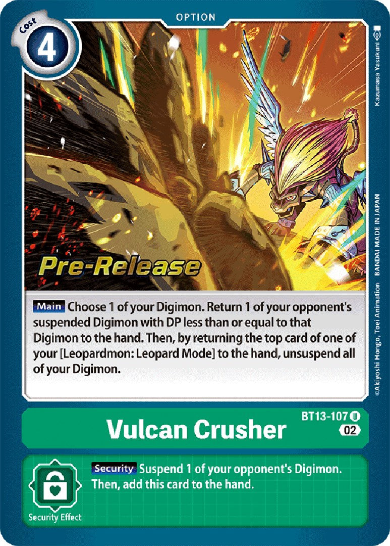 Vulcan Crusher [BT13-107] [Versus Royal Knights Booster Pre-Release Cards] | The Gaming-Verse