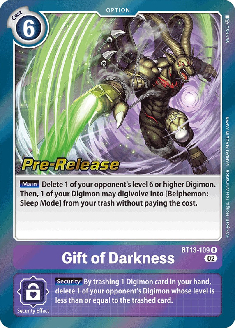 Gift of Darkness [BT13-109] [Versus Royal Knights Booster Pre-Release Cards] | The Gaming-Verse