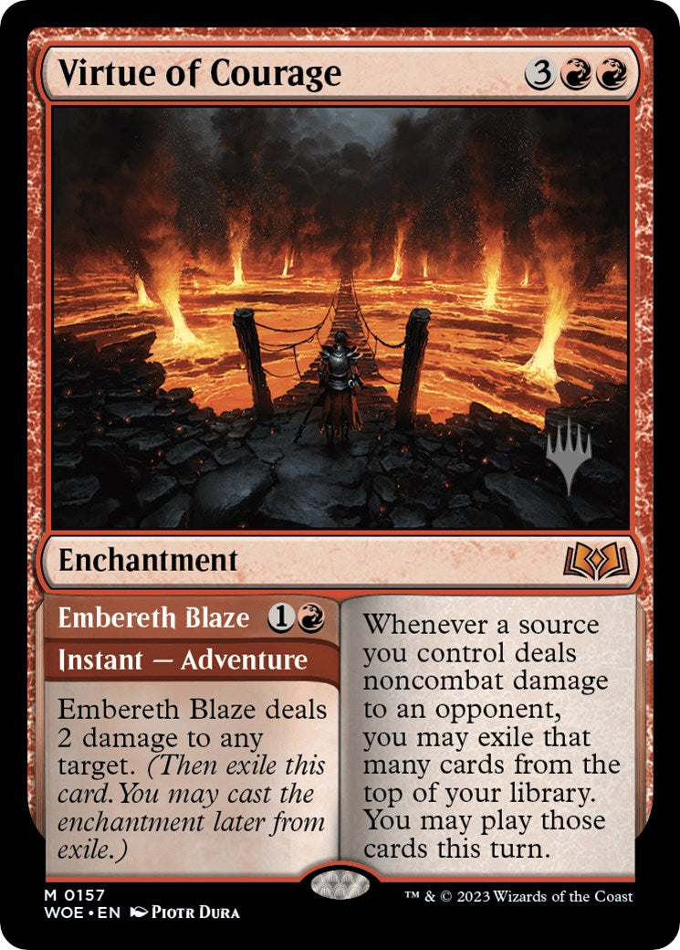 Virtue of Courage //Embereth Blaze (Promo Pack) [Wilds of Eldraine Promos] | The Gaming-Verse