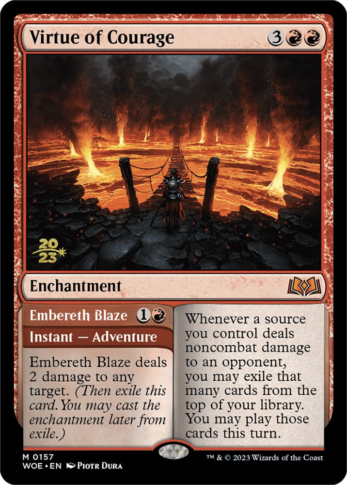 Virtue of Courage //Embereth Blaze (Promo Pack) [Wilds of Eldraine Promos] | The Gaming-Verse