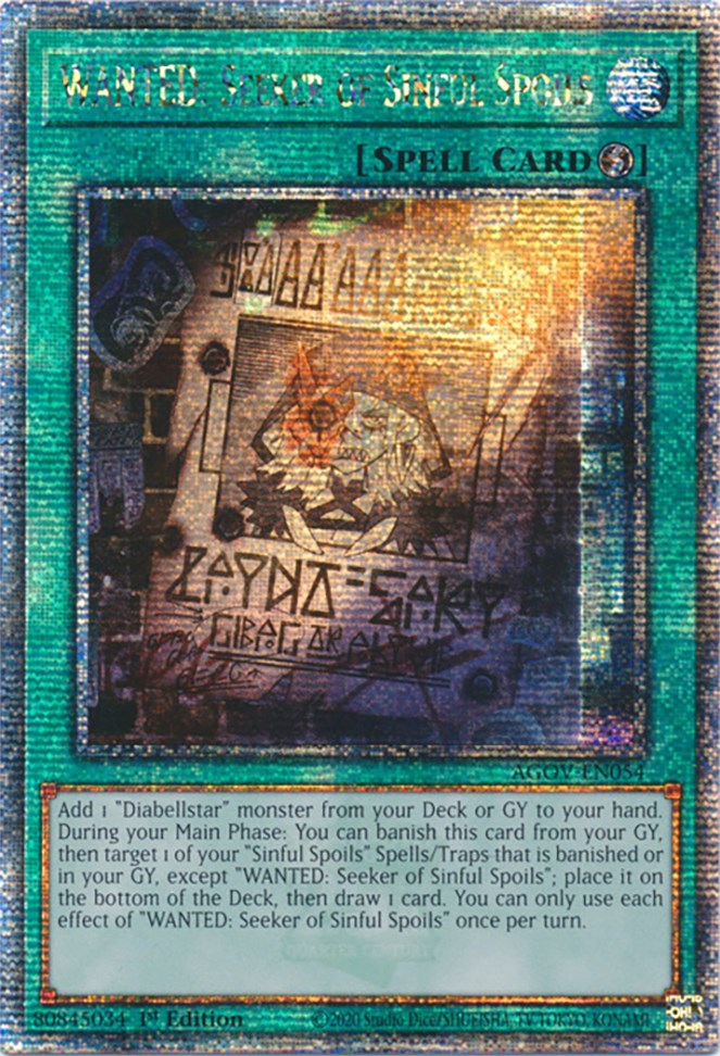 WANTED: Seeker of Sinful Spoils (Quarter Century Secret Rare) [AGOV-EN054] Quarter Century Secret Rare | The Gaming-Verse