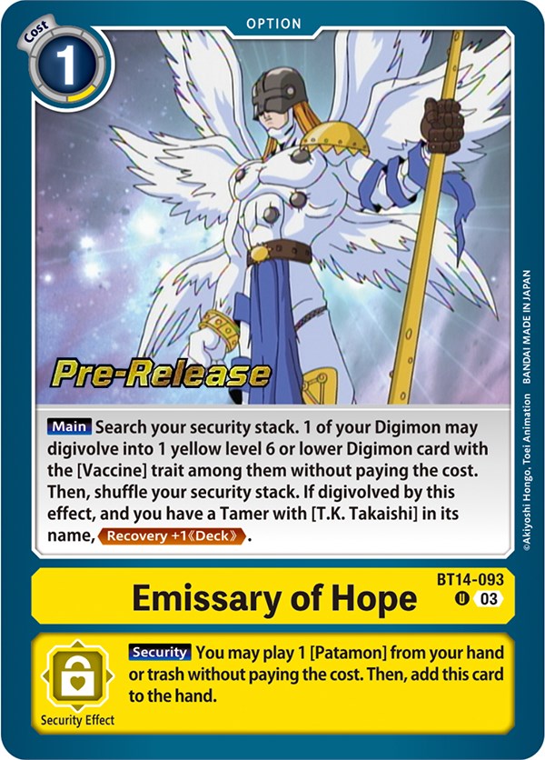 Emissary of Hope [BT14-093] [Blast Ace Pre-Release Cards] | The Gaming-Verse